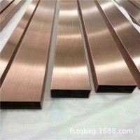 廠家直銷不銹鋼彩色管黃鈦金圓管拉絲紅古銅扁管光面青古銅方通