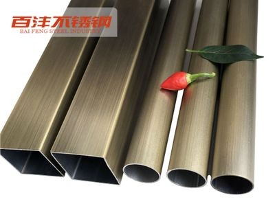 鍍銅管 不銹鋼彩色管 水鍍紅黃青古銅 顏色拉絲發(fā)黑 亞光亮面
