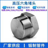 批發(fā) 外六角實(shí)心堵頭 NPT耐400KG高壓管件 304/316L絲牙螺紋堵頭
