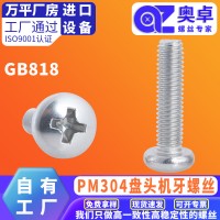 廠家現(xiàn)貨304不銹鋼十字圓頭機(jī)螺釘 盤頭螺絲圓頭機(jī)釘M3機(jī)牙螺絲釘