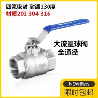 304不銹鋼球閥二片式兩片式內(nèi)螺紋內(nèi)絲水開關(guān)閥門4分6分1寸dn1520