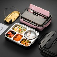 304不銹鋼保溫飯盒學(xué)生食堂分格兒童餐盒便攜分隔型上班族便當盒