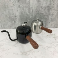 跨境304不銹鋼日式手沖壺500ML迷你手沖咖啡壺木柄細(xì)口壺咖啡器具