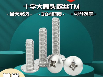 304不銹鋼M3-M8扁圓頭機(jī)螺釘TM傘頭蘑菇頭機(jī)絲十字大扁 頭螺絲批發(fā)