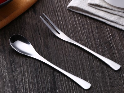 不銹鋼甜品勺冰淇淋勺咖啡攪拌勺子水果叉家用叉子冰勺餐具套裝