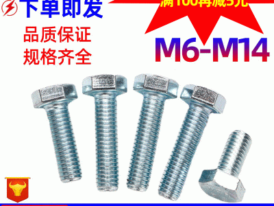 廠家直銷(xiāo) 4.8級(jí)鍍鋅外六角螺栓六角頭螺絲GB30加長(zhǎng)國(guó)標(biāo)螺 釘M6-M14
