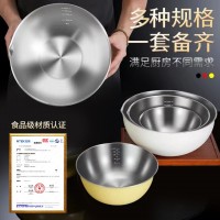 家用料理盆帶刻度導(dǎo)流嘴304加厚不銹鋼沙拉盆廚房烘培和面攪拌碗