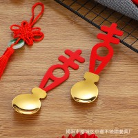 中國(guó)風(fēng)創(chuàng)意不銹鋼婚慶伴手禮紅雙喜勺子套裝新年國(guó)潮風(fēng)結(jié)婚紅筷子